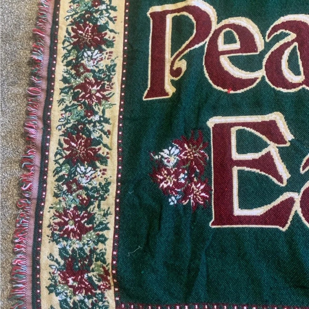 Holiday Peace on Earth Tapestry Blanket - Green and Red